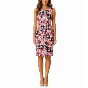 Jones Studio Separates Sheath Dress Size 4 Floral Sleeveless Career Pink Black